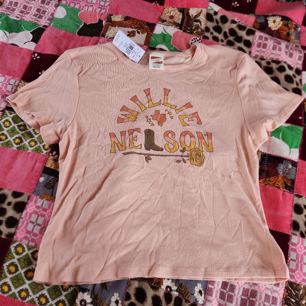 American Eagle Outfitters Peach Willie Nelson Graphic Tee
